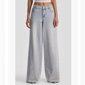 Alice & Olivia Jeans (nwt $695) Stud Rockstar Baggy Wide Leg Sz: 28